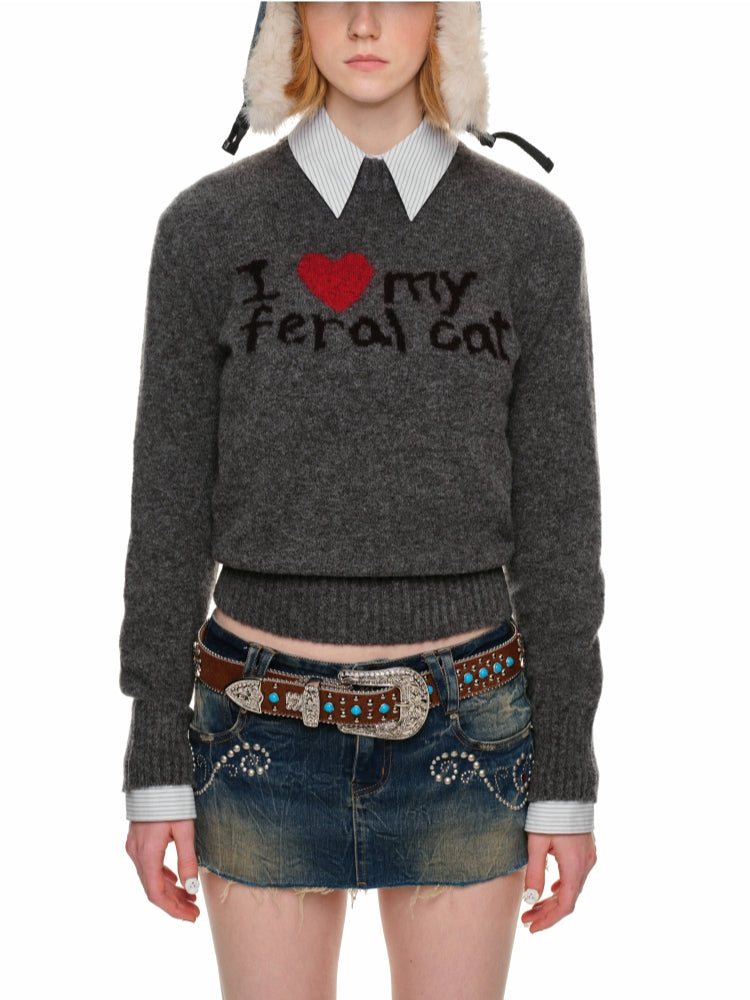 Letter Heart Jacquard Sweater