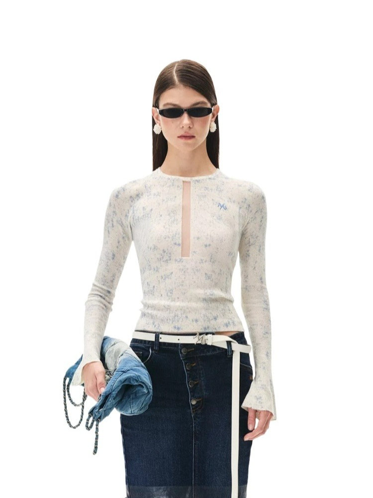 Helen Denim Print Knit Top