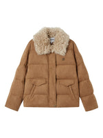 Faux Suede Fur Collar Down Jacket