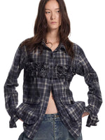 Brushed Plaid Ruffle Pocket Shirt