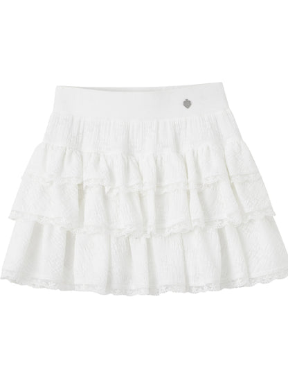 Lace Trim A-line Tulle Skirt