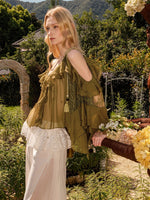 Flowy Chiffon Ruffle V-neck Shirt