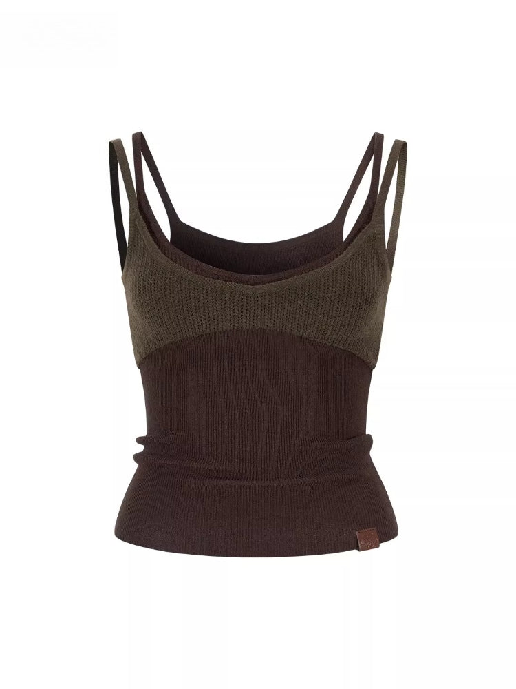 Contrast Knit Camisole Vest