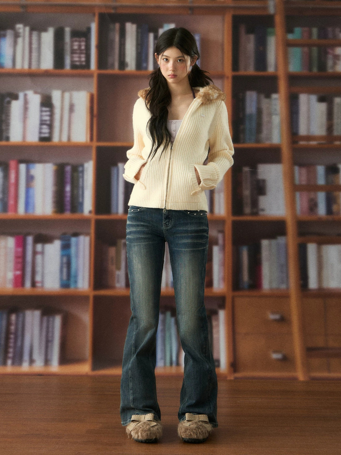 Vintage Star Studded Flared Denim Jeans