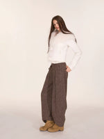 Speckled Wool Blend Wide Leg Pants