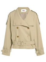 Double-Breasted Belted Cropped Trench Coat