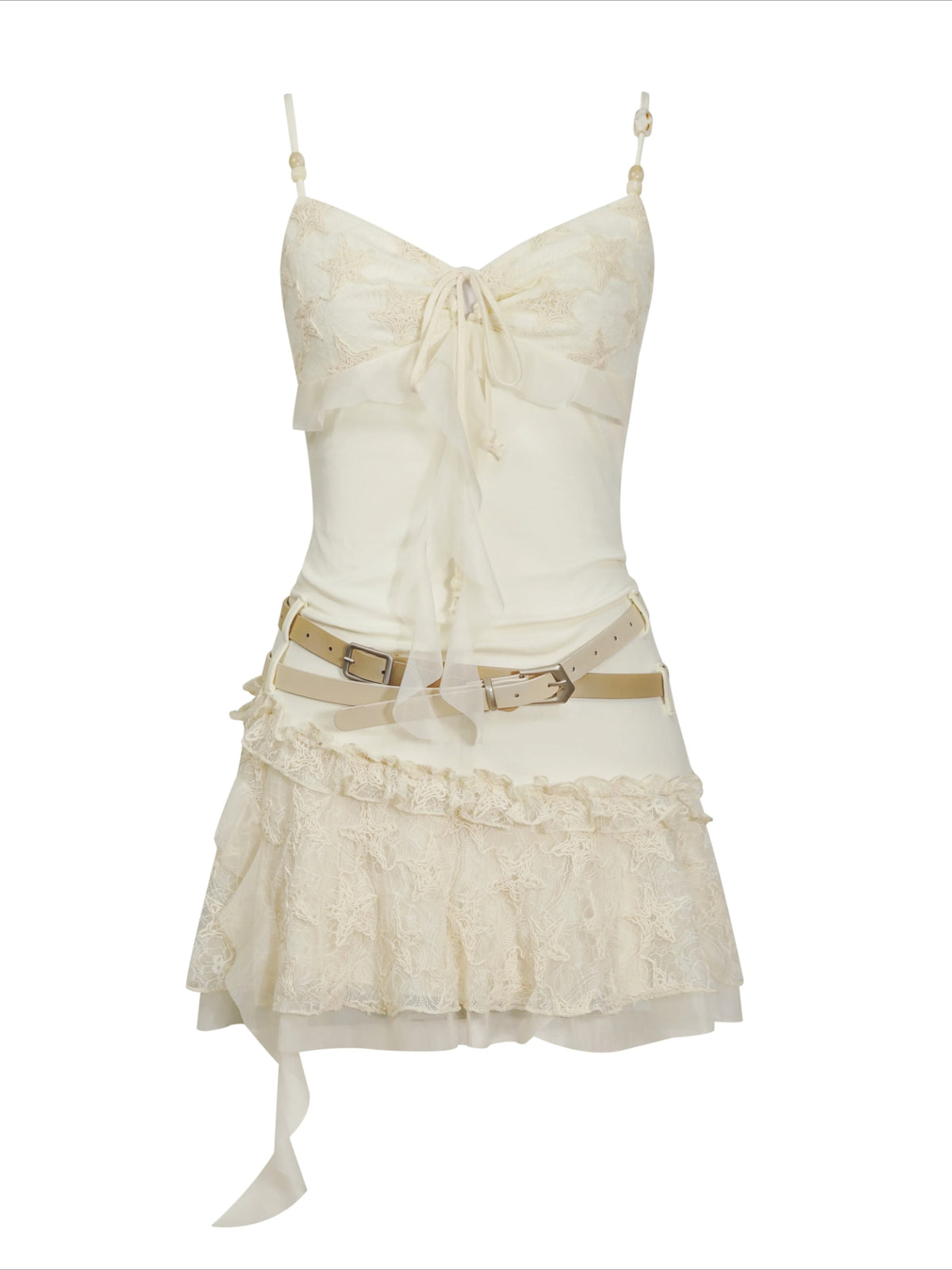 Pleated Belt Slip Dress