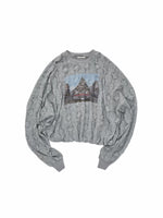 Cat Print Lace Balloon Sweatshirt