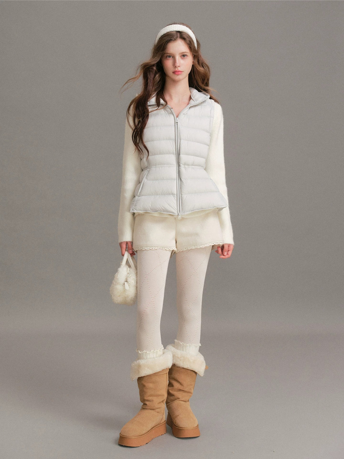 Drawstring Waist Hooded Down Vest