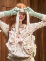 Handmade Bunny Print Bow Tote Bag