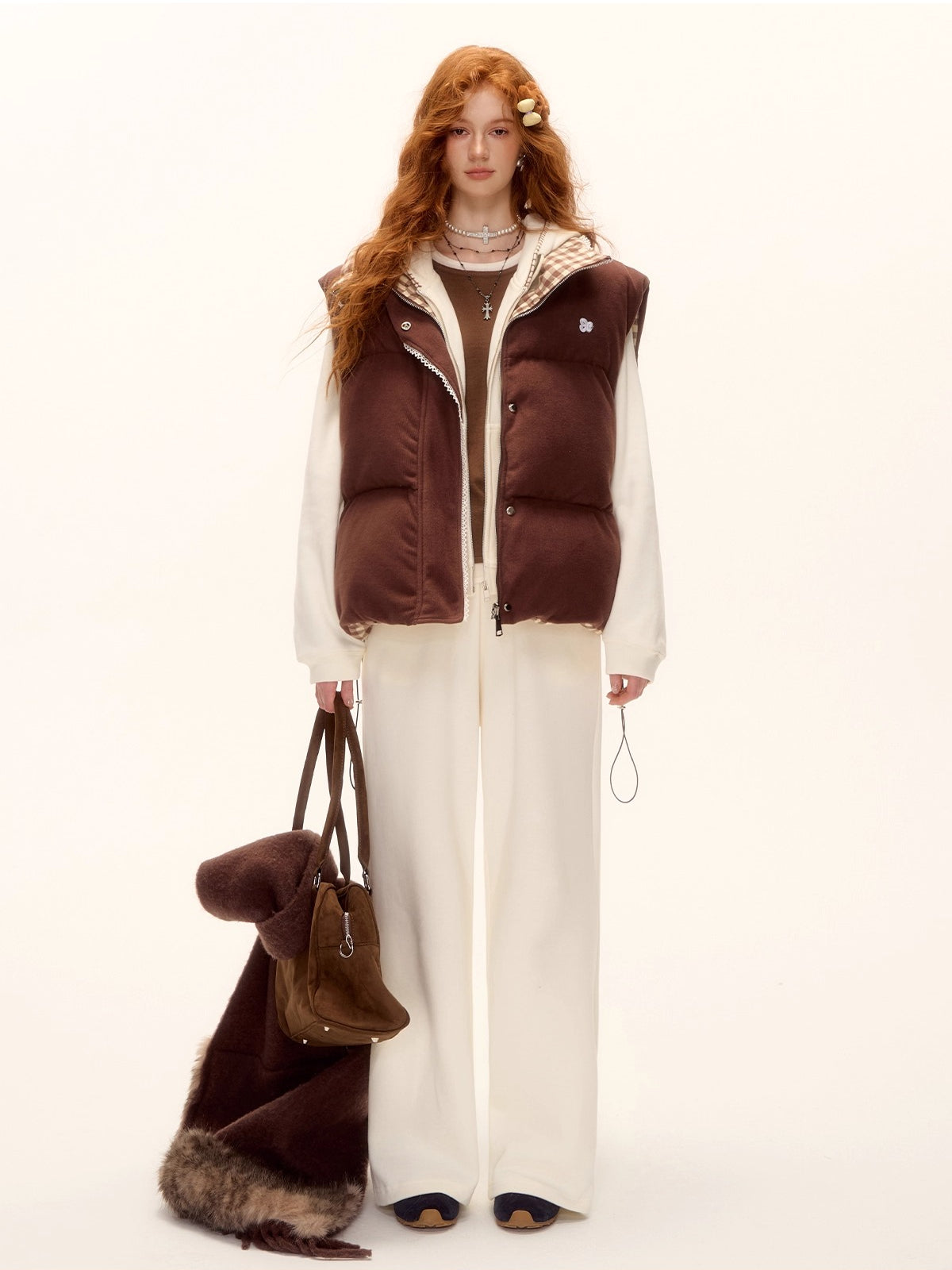 Reversible Check Lace Vest