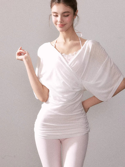 Lyocell Sun-protection Knit Short-Sleeve T-shirt