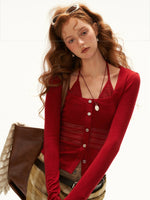 Soft Ribbed Halter Layered Knit Top