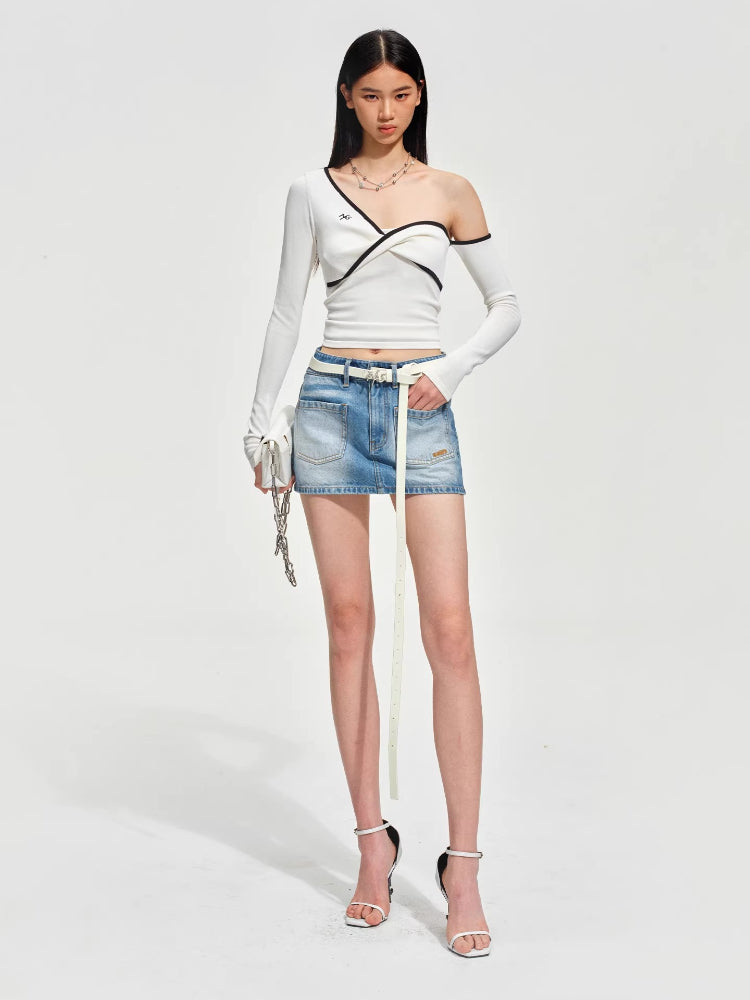 Sculptural Twist Asymmetric Knit Top