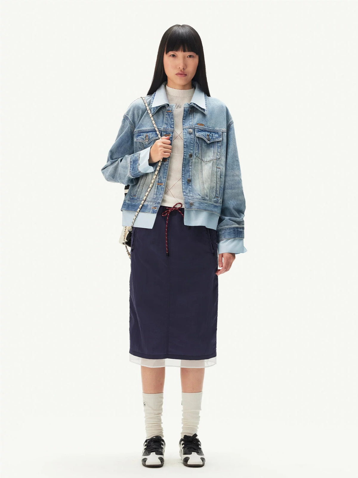 Washed Denim Faux Layer Jacket