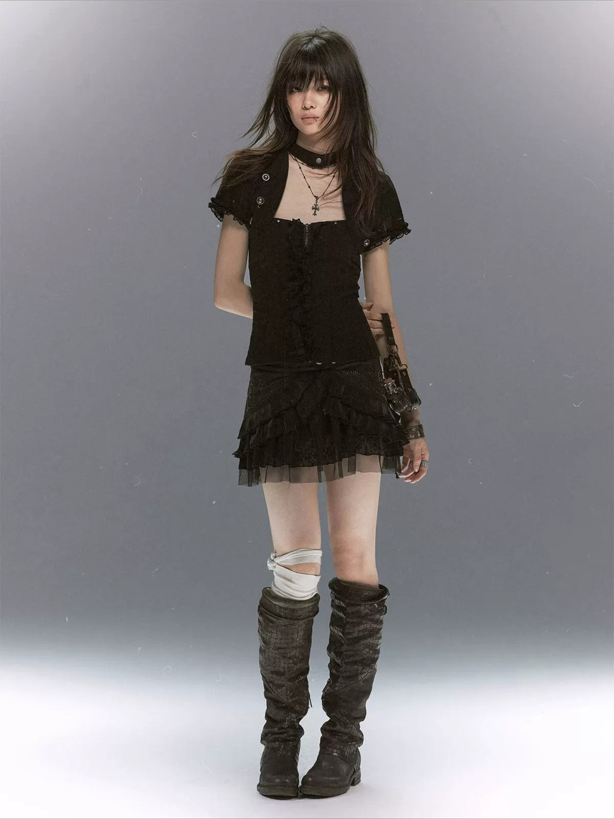 Studded Tiered Skirt