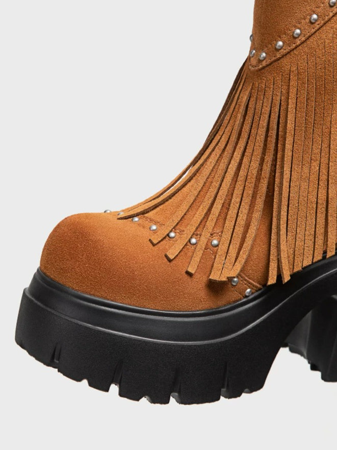 Studded Fringe Cowboy Boots