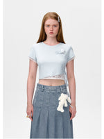 Lace Slim Fit Round-Neck Short T-Shirt