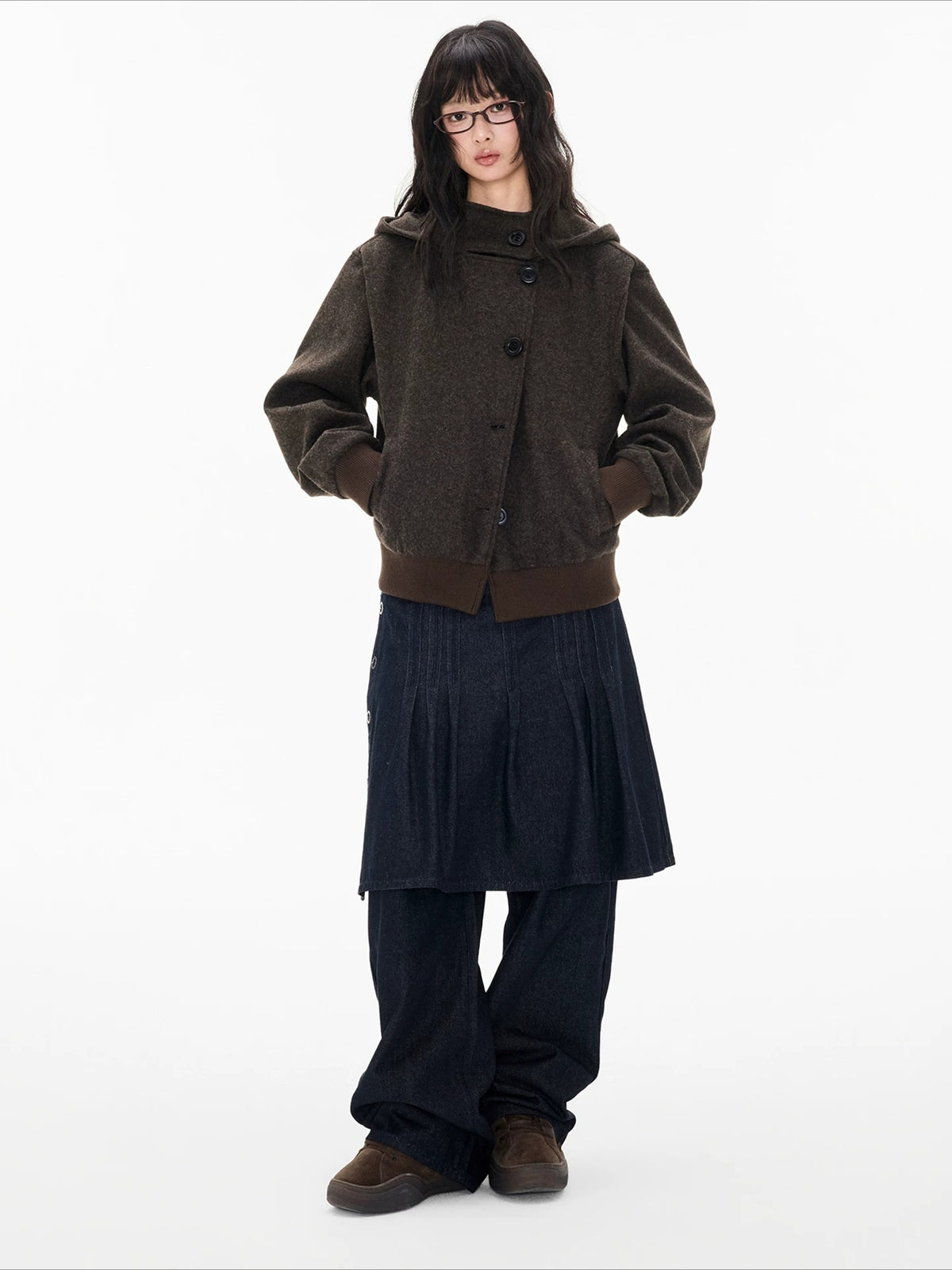 Hooded Wool Blend Jacket