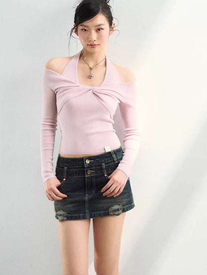Off-Shoulder Wool Knit Top