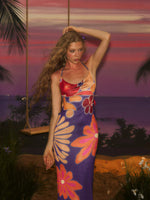 Floral Cowl Neck Backless Maxi Dress