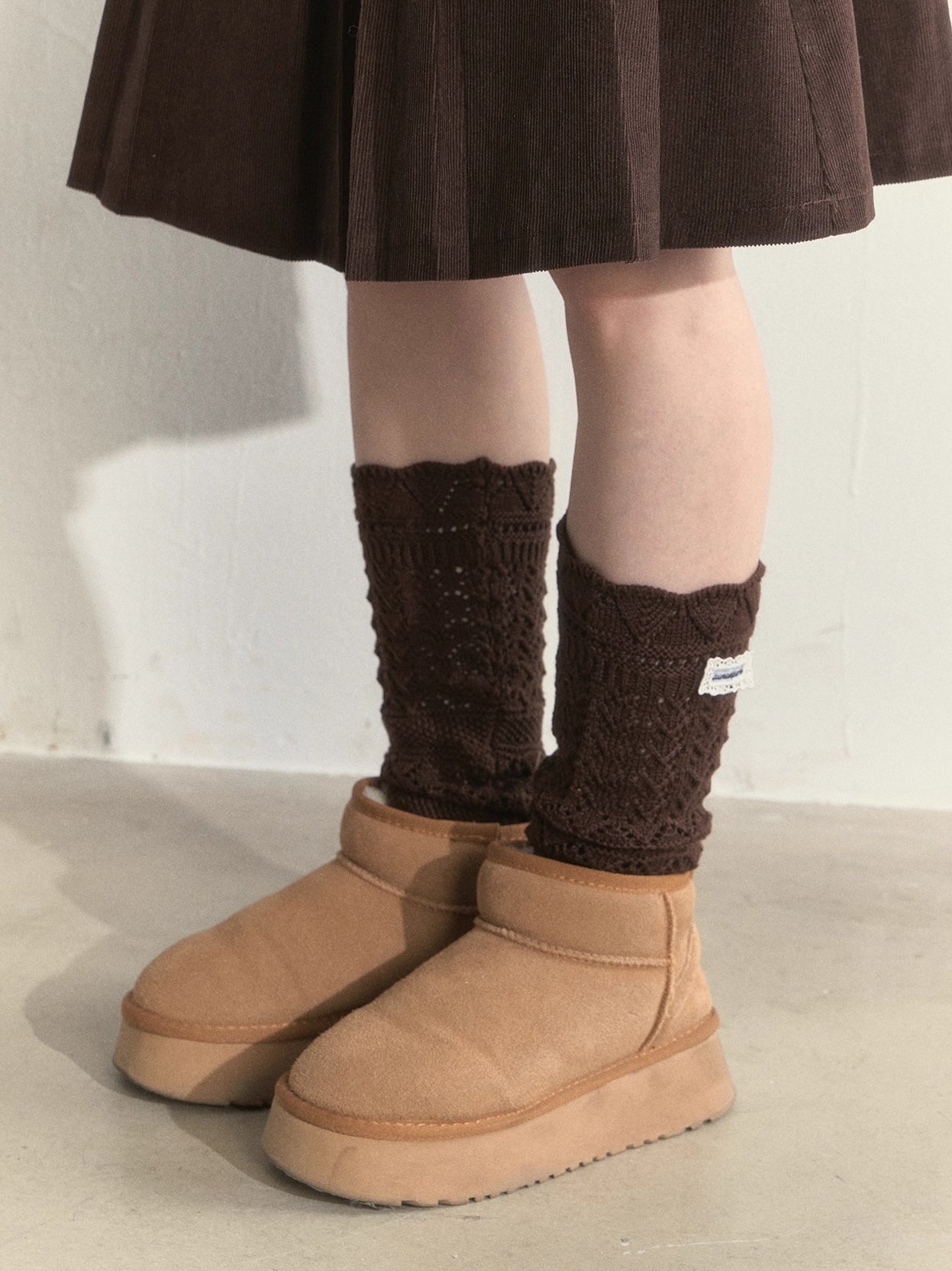 Wool Blend Crochet Mid-Calf Socks