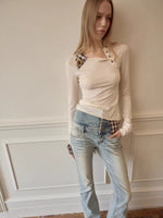 Asymmetric Henley Knit Top