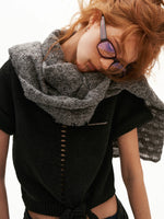 Wool Blend Tie Detail Knit Top