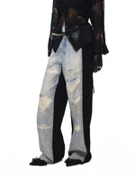 Lace Printed Wide Leg Jeans