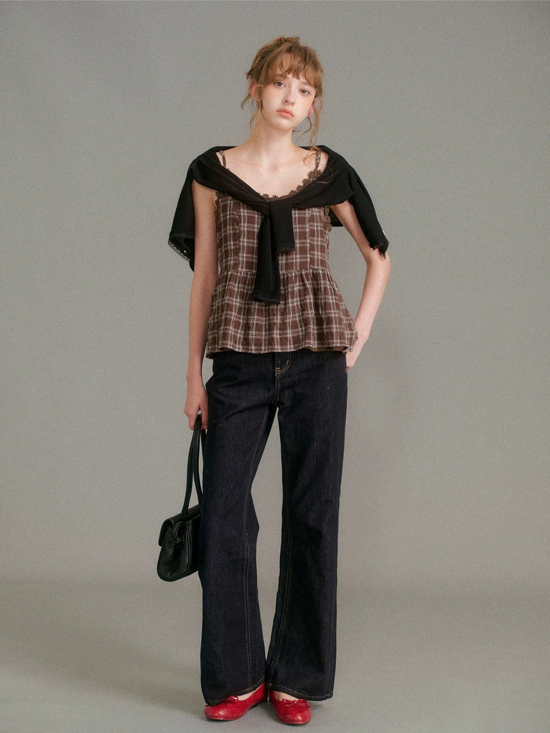 Plaid Lace Cami Top