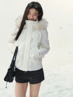 Vintage Fitted White Down Jacket