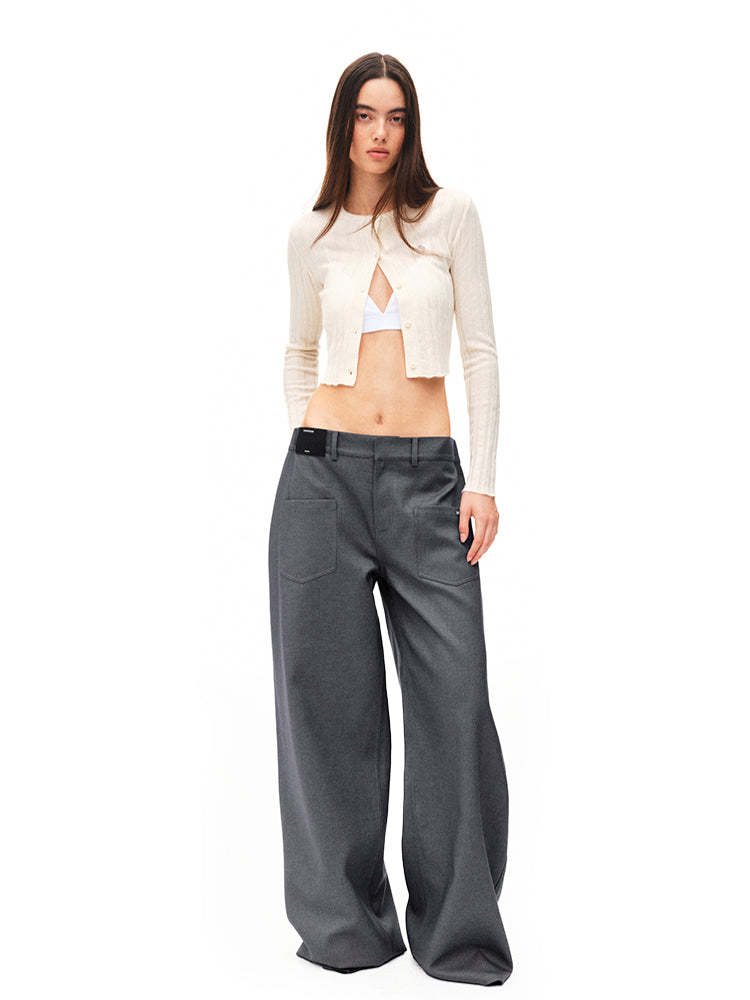 Fold-structured Loose Wide-leg Casual Pants