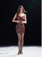 Lace Bodycon Leather Dress
