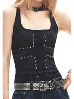 Studded Square Neck Halter Top