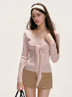 Bowknot Crewneck Knit Top