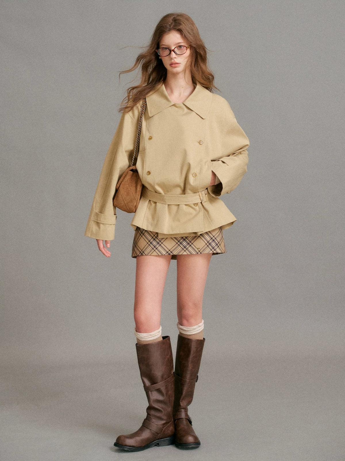 Cotton Belted Short Trench Coat