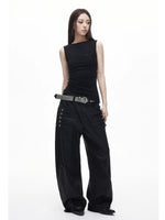 Asymmetric Ruched Halter Top