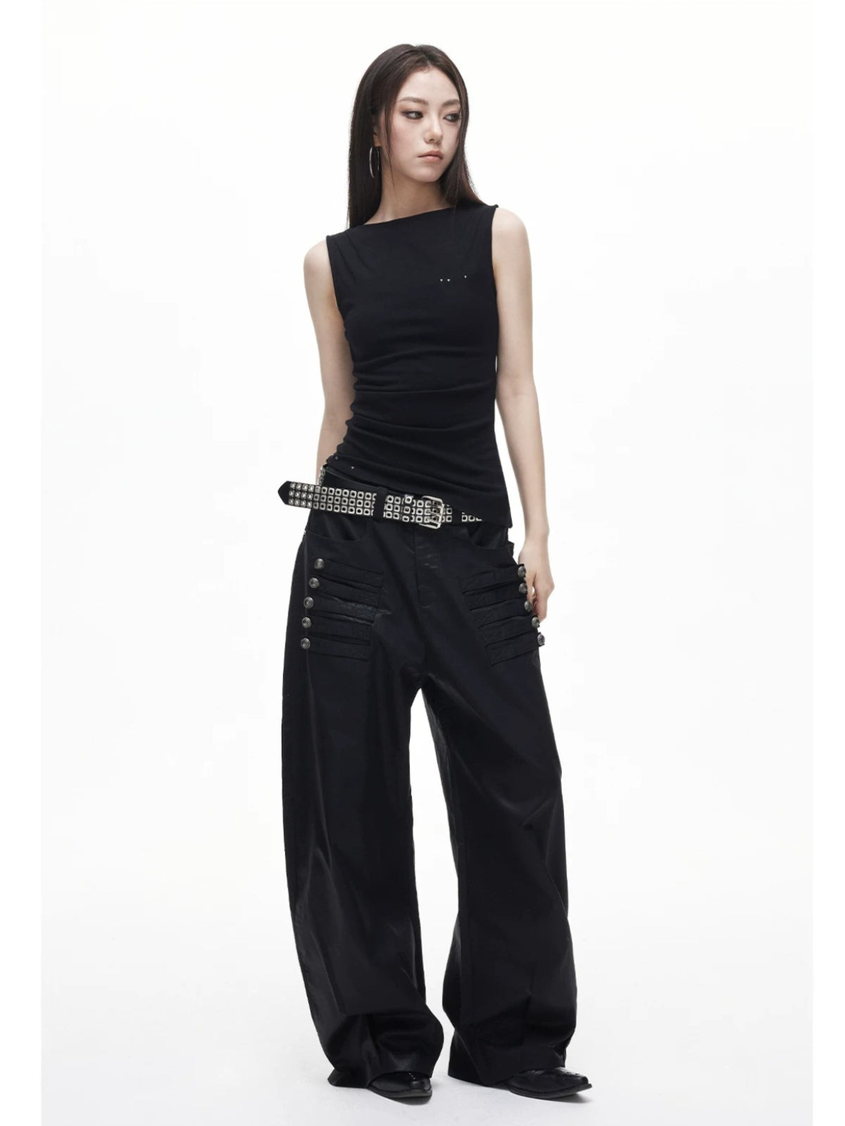 Asymmetric Ruched Halter Top