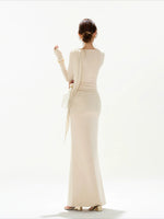Apricot Ruched Knit Top & Skirt Set