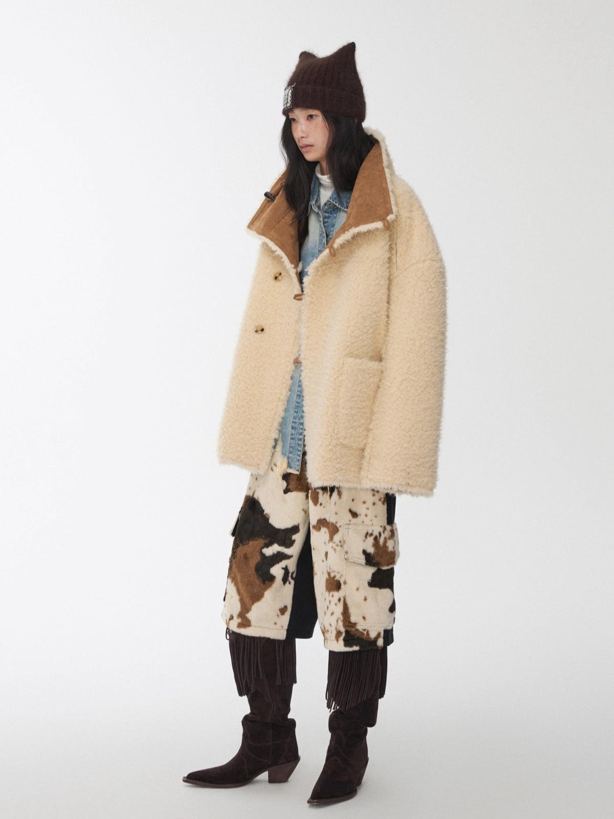 Reversible Shearling Toggle Jacket