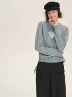 Wool Blend Sheep Embroidered Sweater