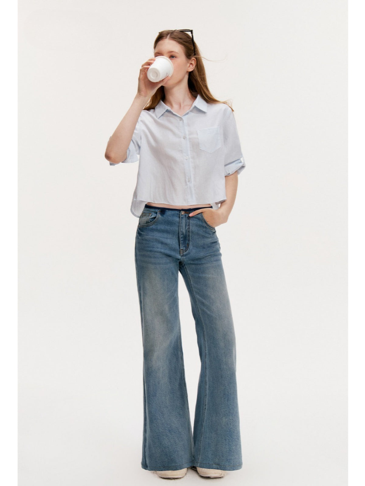 Washed Wide Leg Jeans