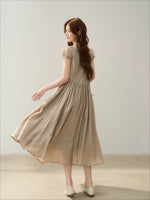 Acetate Ruffle Midi Dress