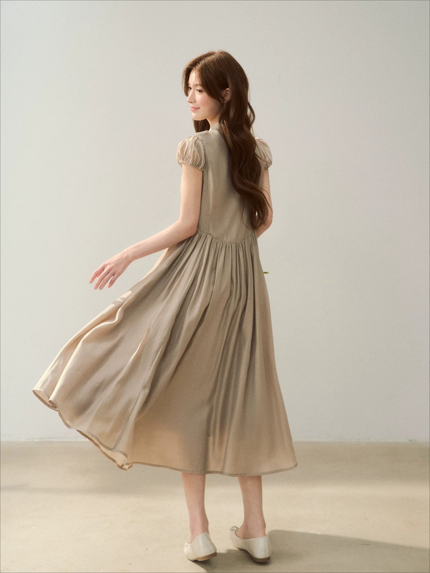 Acetate Ruffle Midi Dress