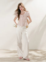 Pink Lace Pleated Shirt
