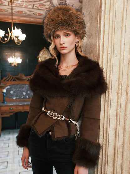 Mishka Faux Shearling Suede Cropped Jacket