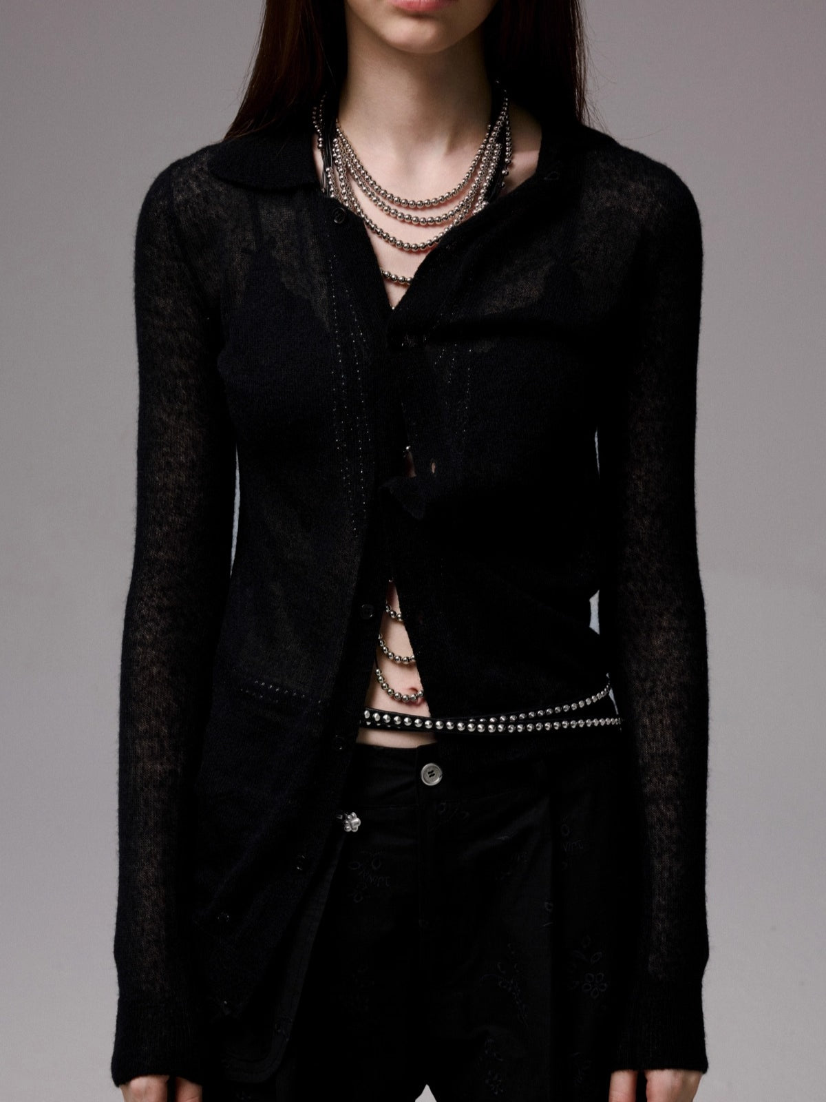 Mohair Slim Transparent Cardigan