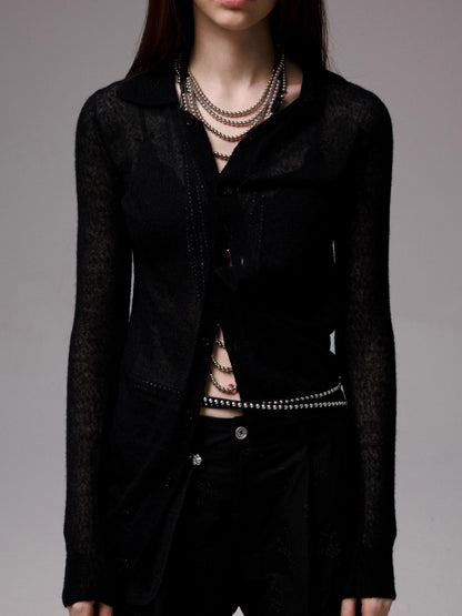 Mohair Slim Transparent Cardigan