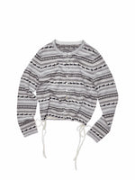 Fair Isle Pony Jacquard Drawstring Knit Cardigan