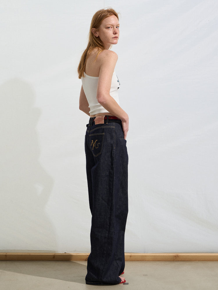 Loose Straight-Leg Denim Pants